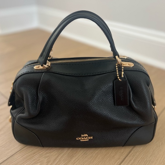 Coach Lane Satchel Bag black with gold hardware - Picture 1 of 16